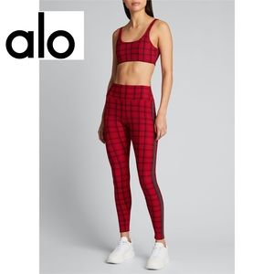 NWT Alo Yoga Occasion Legging Pattern Play in Scarlet Plaid ~ Small
